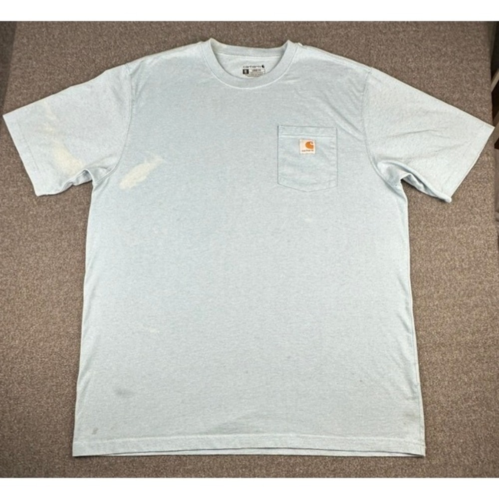 Carhartt Mens Loose Fit Pocket T-Shirt XL Tall Light Blue Short Sleeve Work Tee
